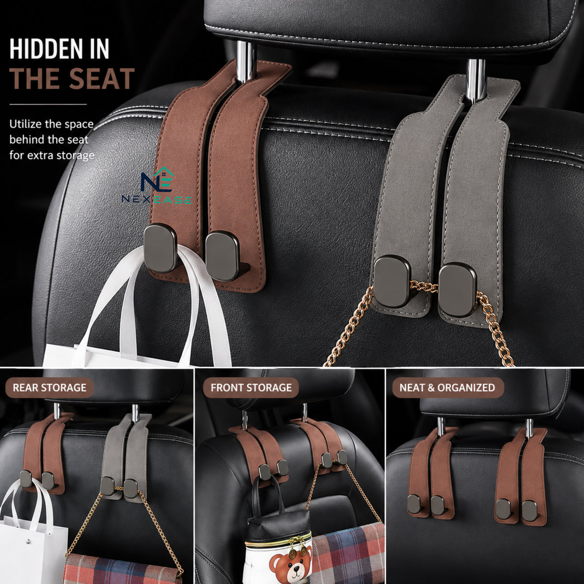 Car Headrest Hook (Pack of 2)