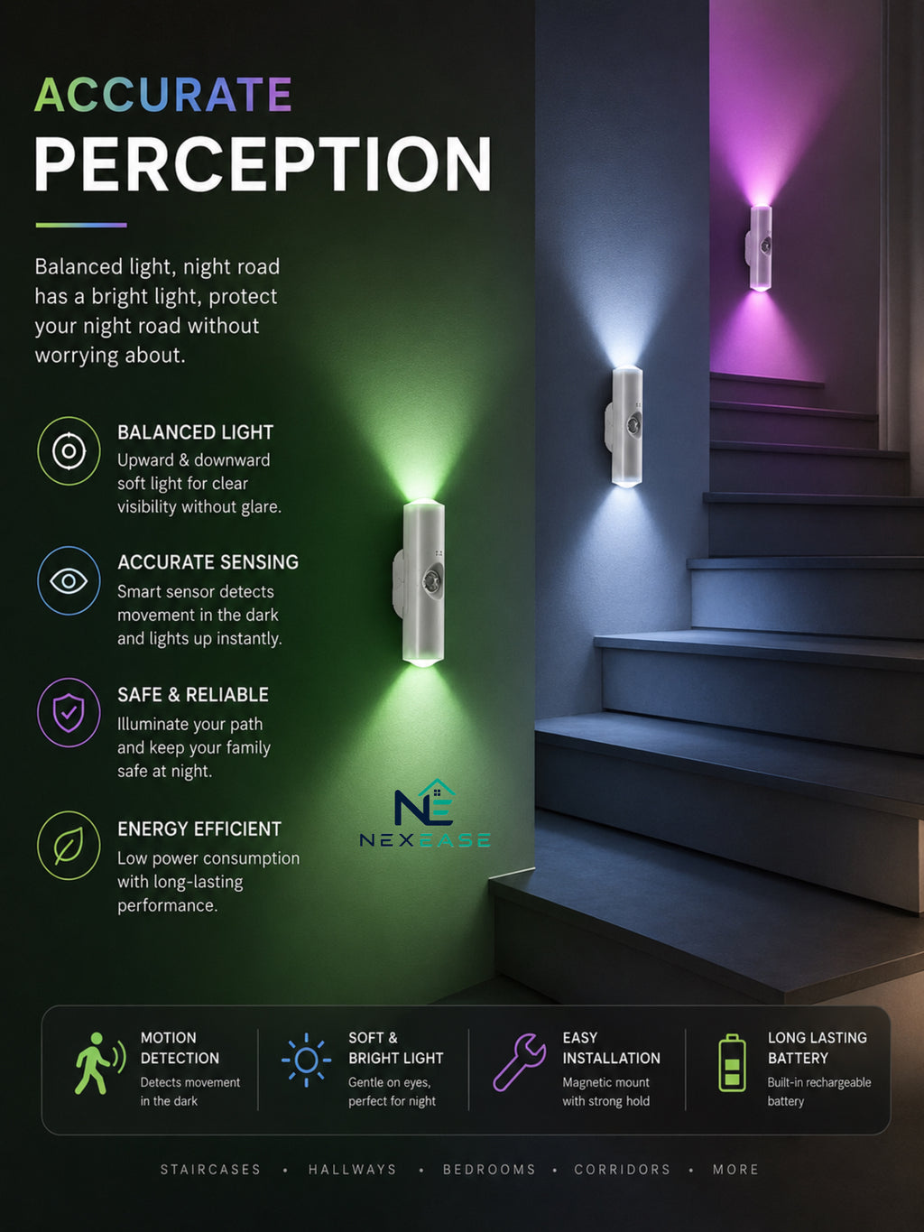 Body Sensor Magnetic Colorful Gradient LED Lamp