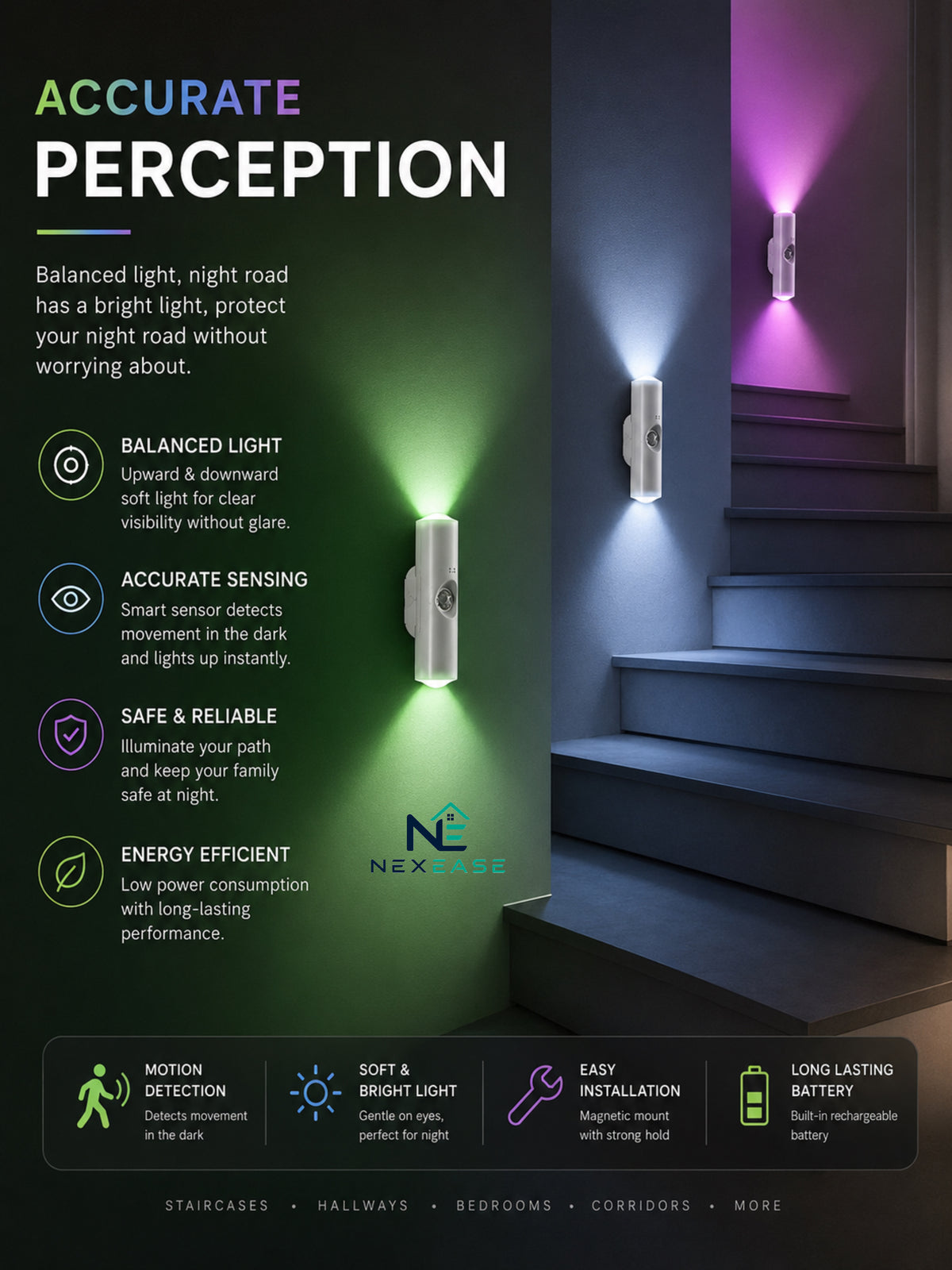 Body Sensor Magnetic Colorful Gradient LED Lamp