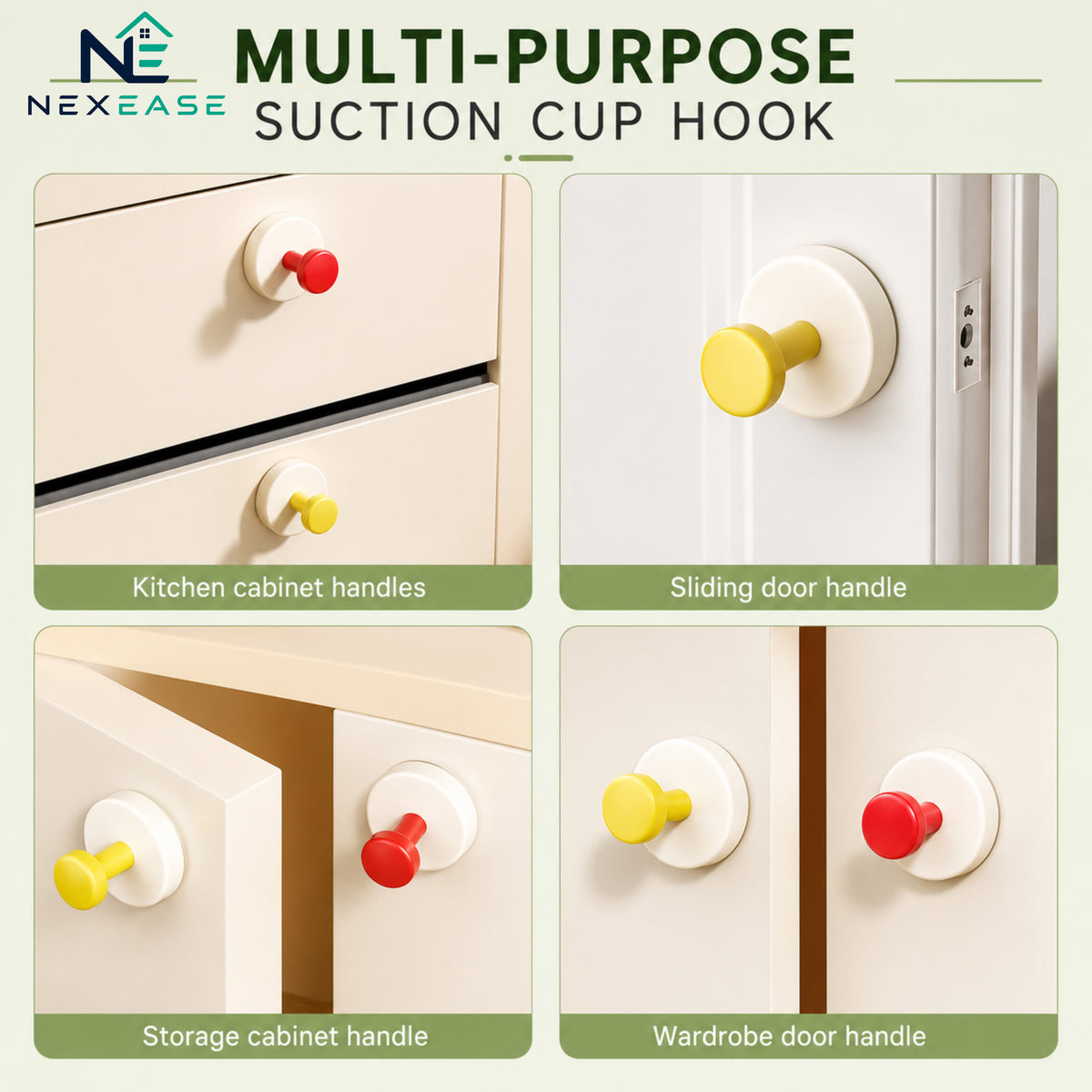 Rotating Vacuum Suction Wall Hook (Pack of 4)