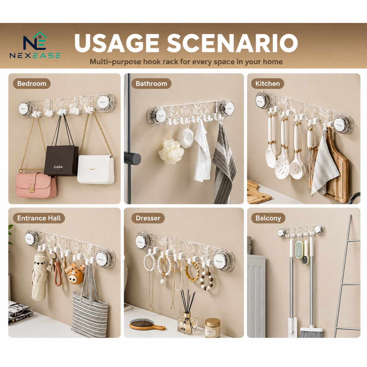 Heavy-Duty Wall-Mounted Suction Hooks