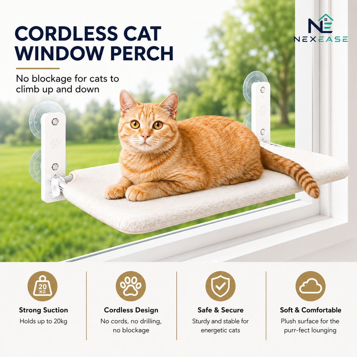 Foldable Cat Window Padded Perch