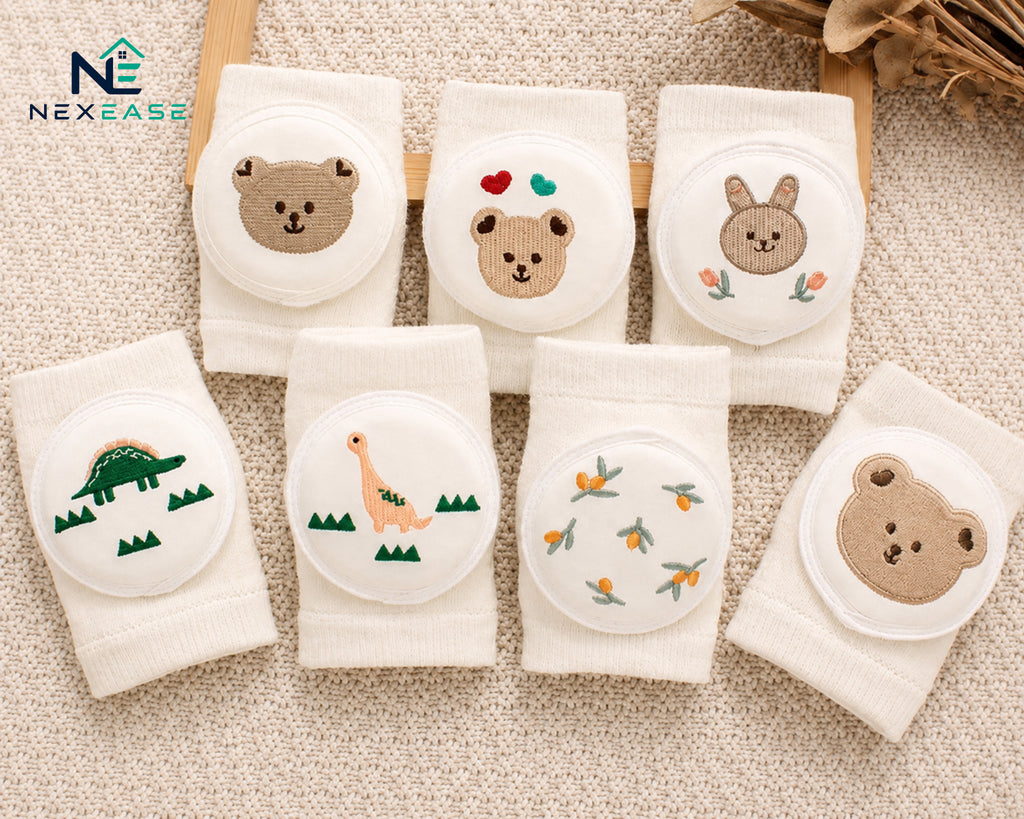 Baby Knee Pads with Cute Animal Embroidery