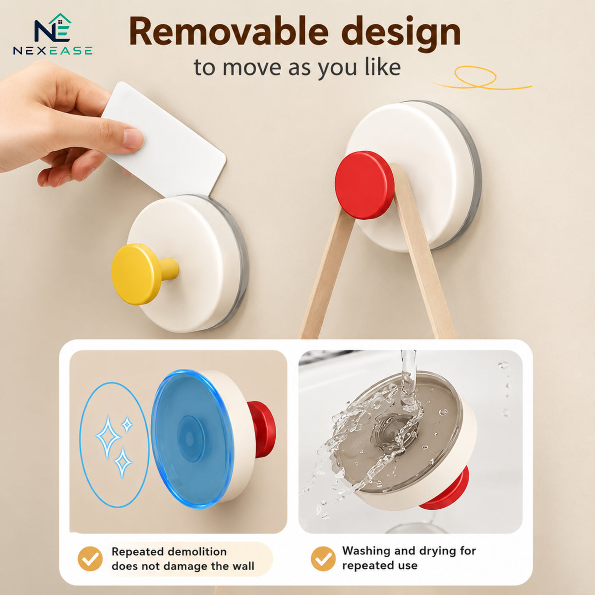 Rotating Vacuum Suction Wall Hook (Pack of 4)