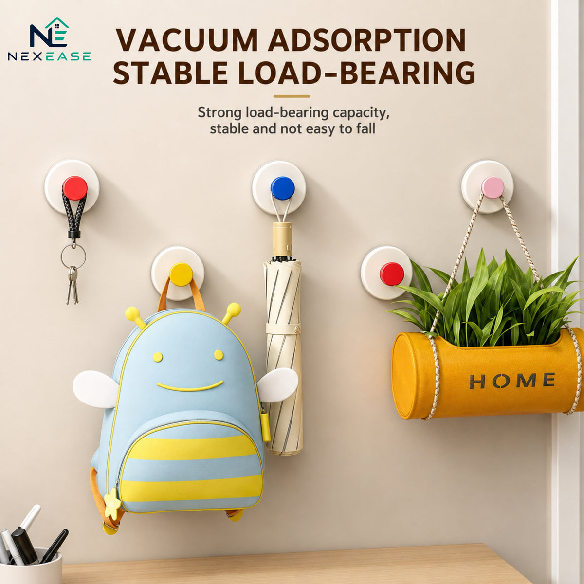 Rotating Vacuum Suction Wall Hook (Pack of 4)