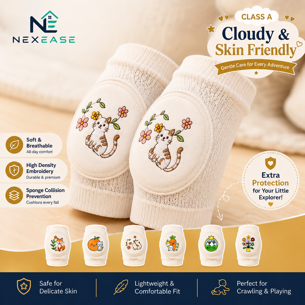 Baby Knee Pads with Cute Animal Embroidery