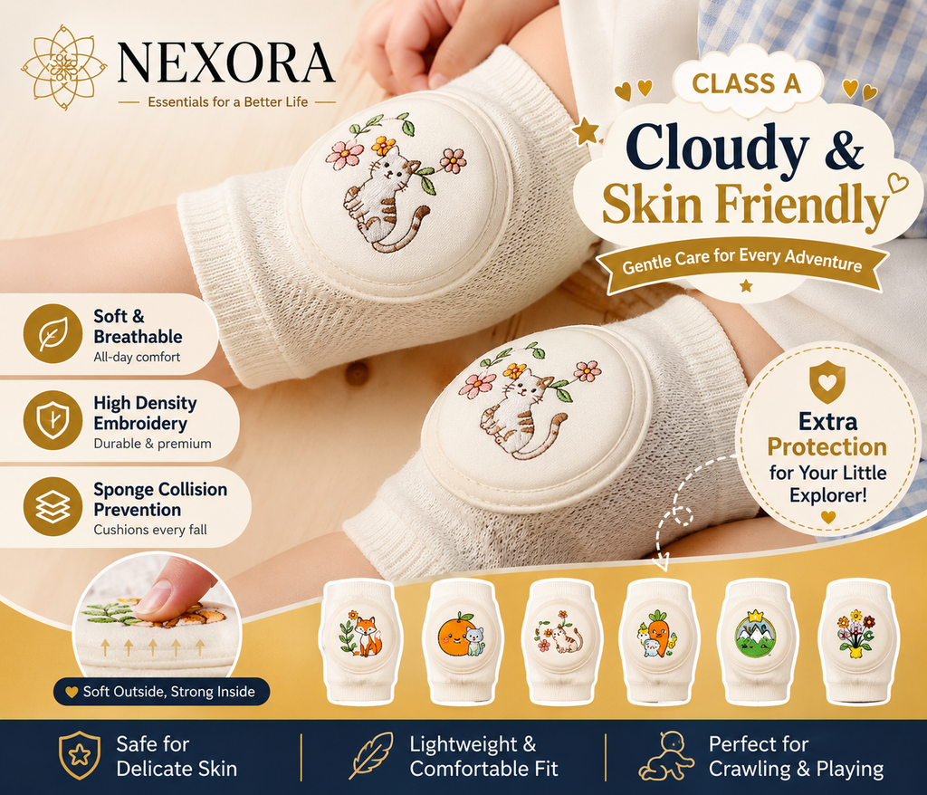 Baby Knee Pads with Cute Animal Embroidery