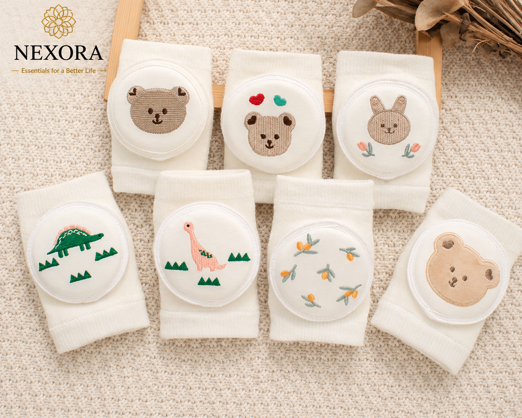 Baby Knee Pads with Cute Animal Embroidery